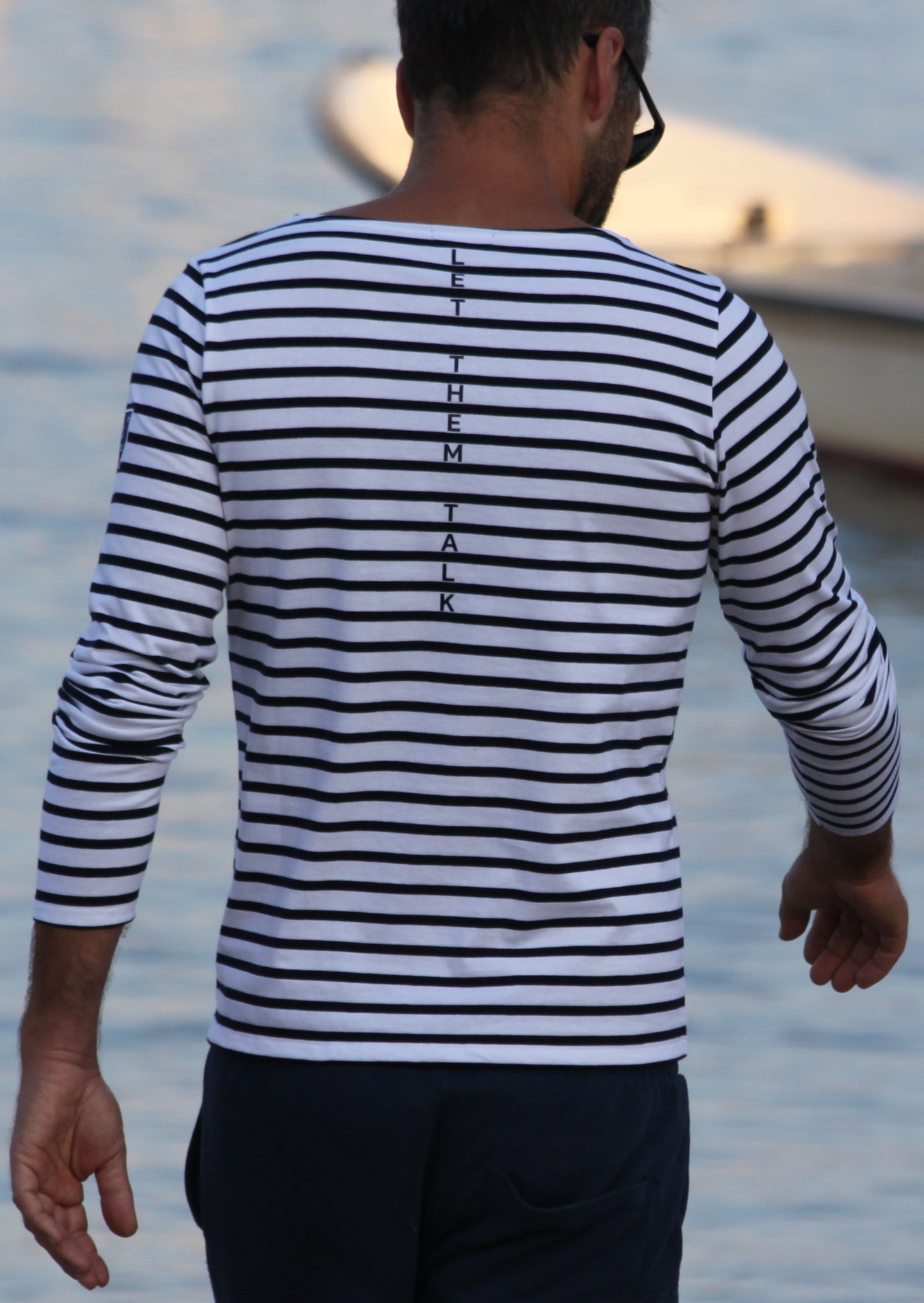 Unisex organic cotton sailor shirt LET THEM TALK with embroidery 🇫🇷