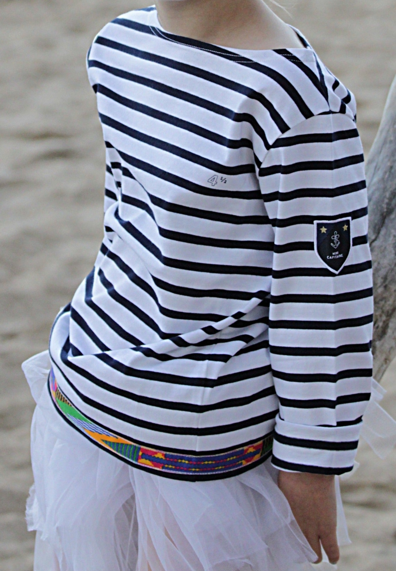 Children's organic cotton sailor shirt HAPPY ET D'EMIE embroidered from 1A1/2 to 11A1/2 - Half anniversary collection π«π·