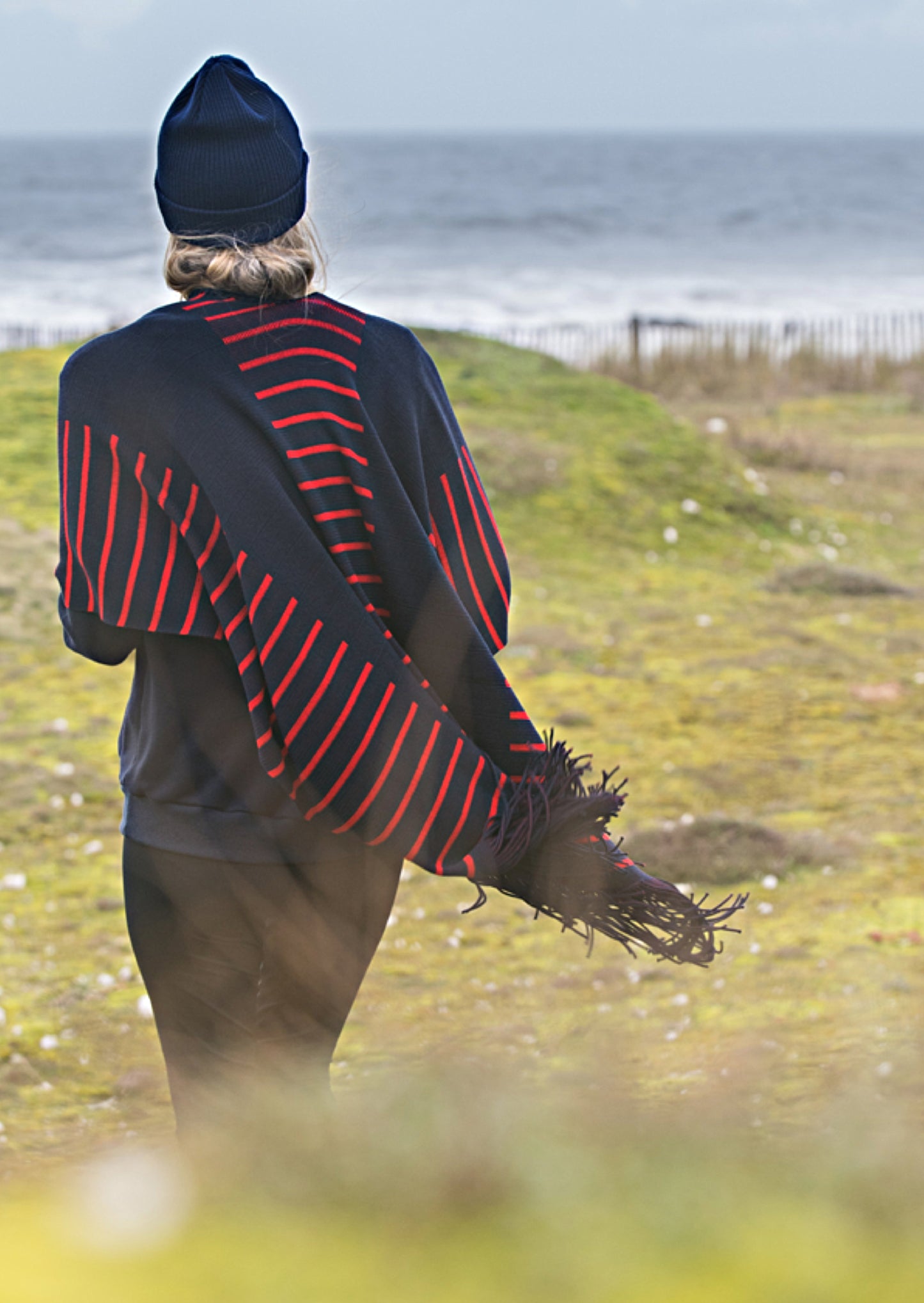 Sailor poncho with fringes 100% virgin wool 🇫🇷