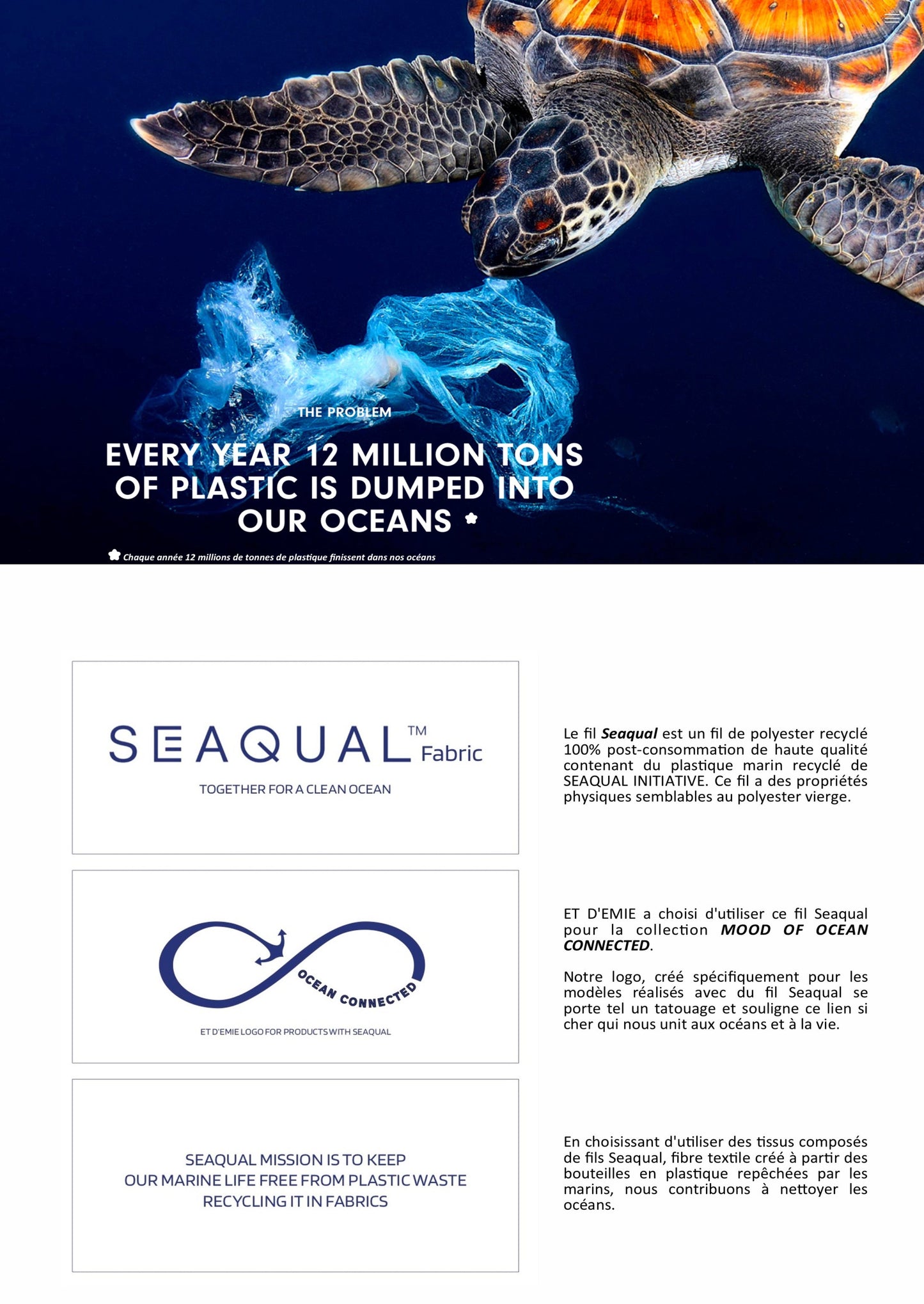 Unisex organic cotton hoodie OCEAN CONNECTED Seaqual Initiative 🇫🇷