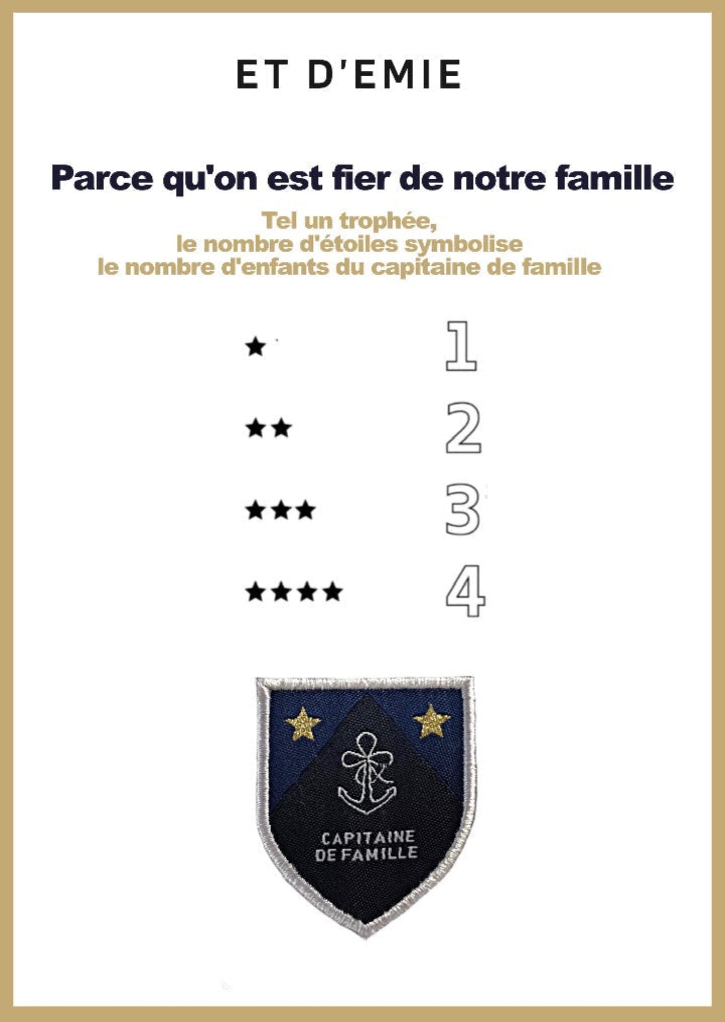 Unisex organic cotton T-shirt FAMILY CAPTAIN - 1 STAR PER CHILD 🇫🇷