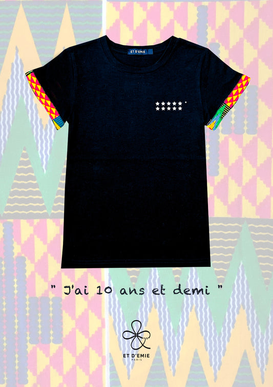 REBELLE "I'm 10 and a half" t-shirt embroidered in organic cotton and wax π«π·