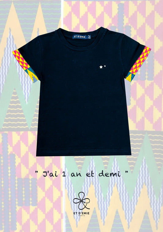 REBELLE "I'm 1 and a half" t-shirt embroidered in organic cotton and wax π«π·