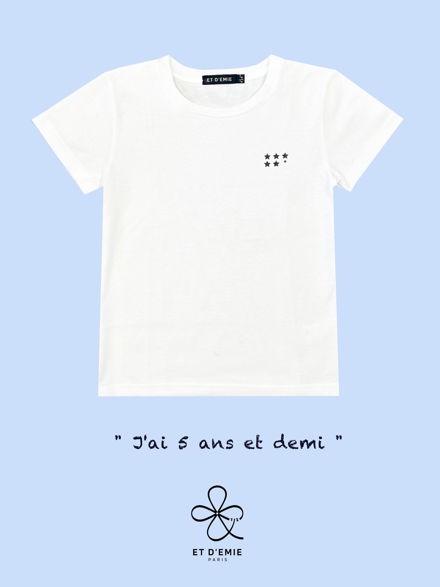 DEMI ANNIVERSAIRE, TEE SHIRT ENFANT REBELLE, COTON BIO, 5 ANS ET DEMI, FABRIQUÉ EN FRANCE, HAPPY HALF BIRTHDAY, ETOILES DEMI ANNIVERSAIRE, CADEAU DEMI ANNIVERSAIRE, ET D'EMIE