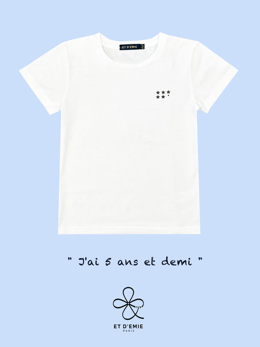 DEMI ANNIVERSAIRE, TEE SHIRT ENFANT REBELLE, COTON BIO, 5 ANS ET DEMI, FABRIQUΓ EN FRANCE, HAPPY HALF BIRTHDAY, ETOILES DEMI ANNIVERSAIRE, CADEAU DEMI ANNIVERSAIRE, ET D'EMIE