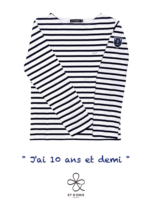 CAPTAIN sailor shirt "I'm 10 and a half years old" embroidered in organic cotton 🇫🇷