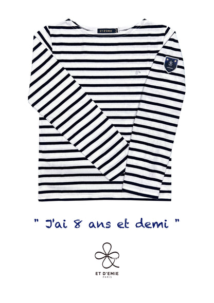 CAPTAIN sailor shirt "I'm 8 and a half years old" embroidered in organic cotton 🇫🇷