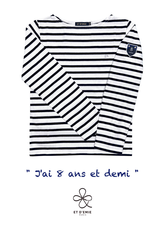 CAPTAIN sailor shirt "I'm 8 and a half years old" embroidered in organic cotton 🇫🇷