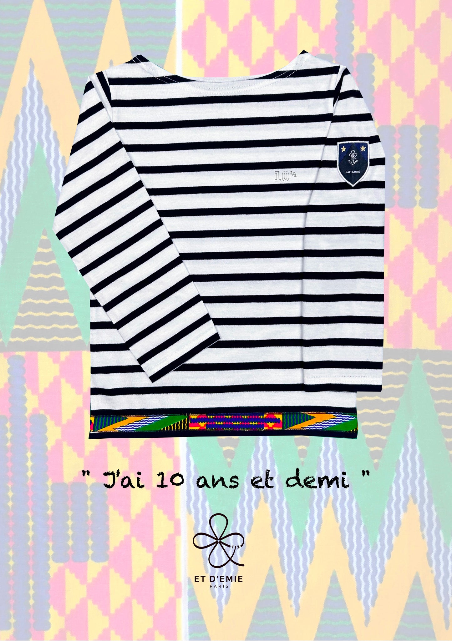 CAPTAIN sailor shirt "I'm 10 and a half years old" embroidered in organic cotton and wax 🇫🇷