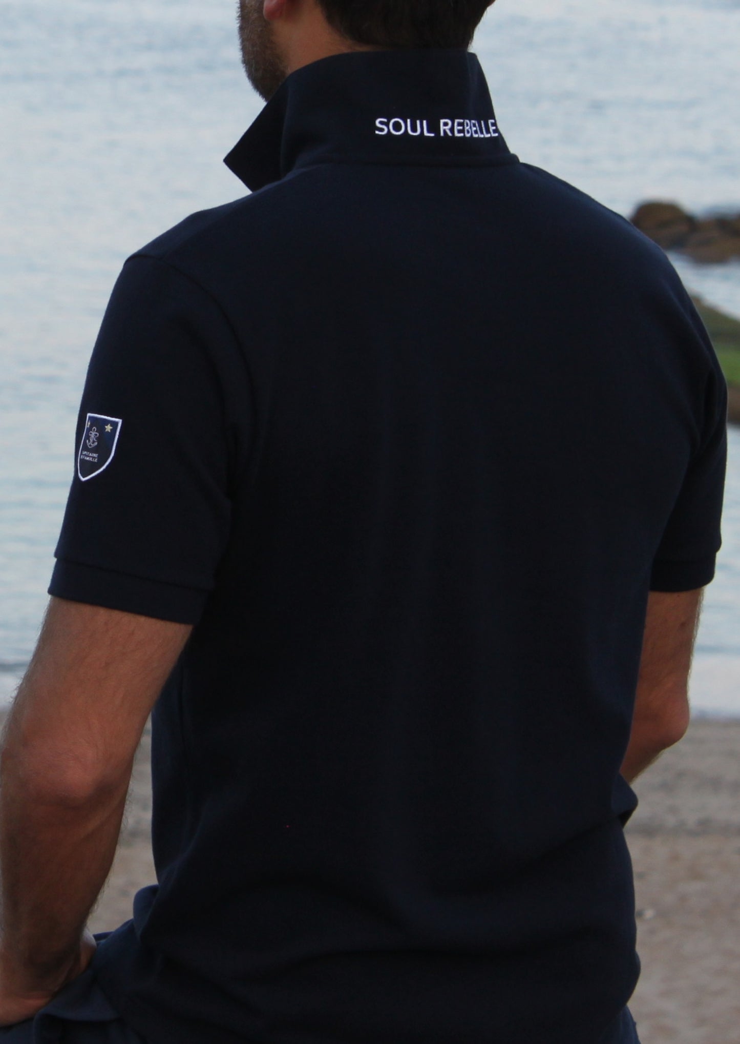 Unisex polo shirt in organic cotton pique CAPITAINE DE FAMILLE - SOUL REBELLE embroidered 🇫🇷