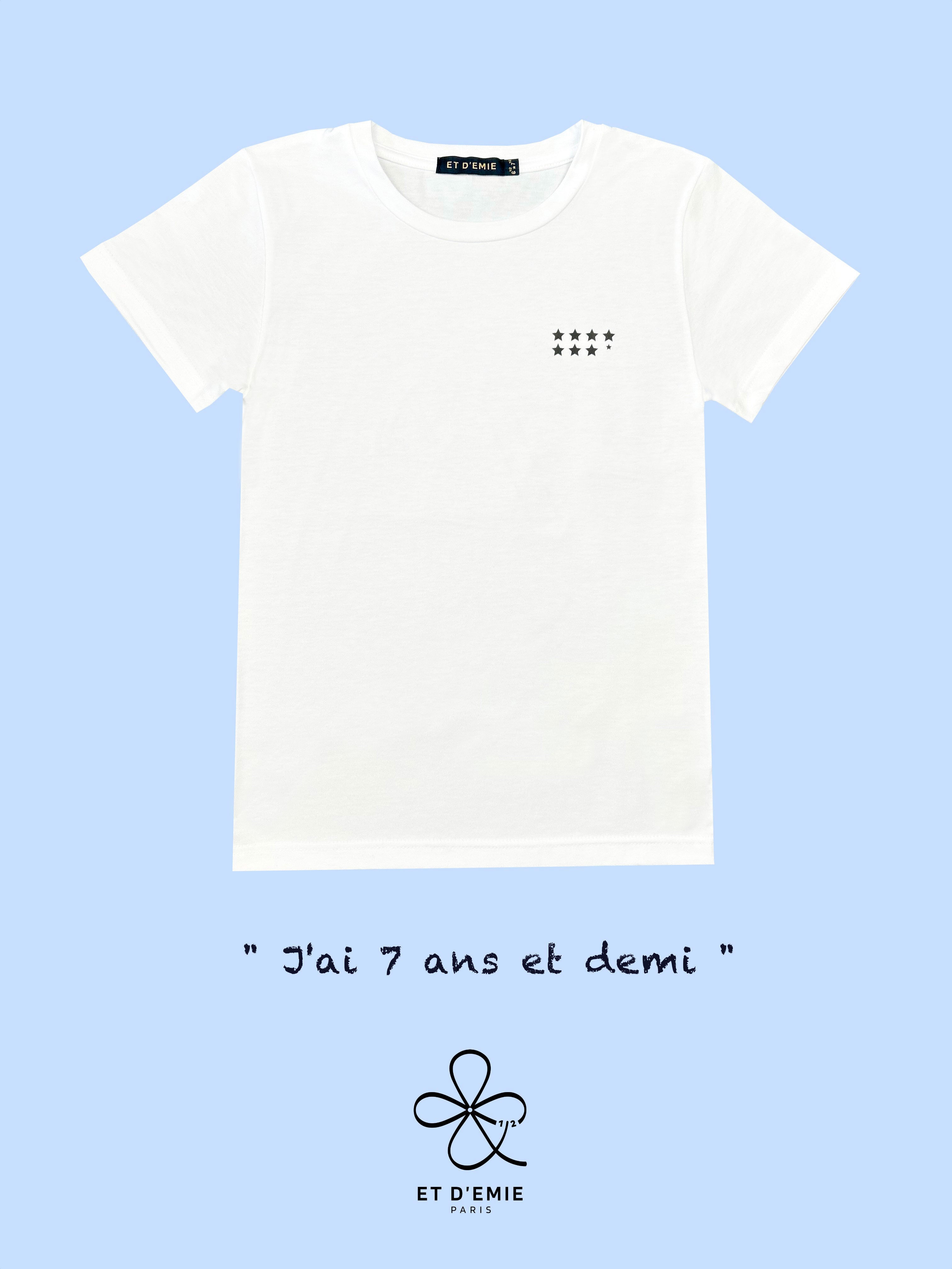 Tee shirt enfant en coton bio imprim 7 ans et demi et REBELLE